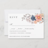 Blume der Korallenflotte WEDING RSVP MEAL CHOICE Karte (Vorderseite)