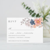 Blume der Korallenflotte WEDING RSVP MEAL CHOICE Karte (Stehend Vorderseite)