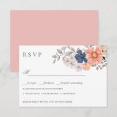 Blume der Korallenflotte WEDING RSVP MEAL CHOICE Karte (Vorne/Hinten)