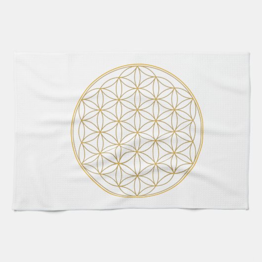 Blume der Leben-Goldlinie Küchentuch (Horizontal)