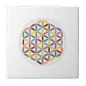 Blume der Leben-Retro Farben Fliese (Vorderseite)