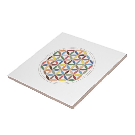 Blume der Leben-Retro Farben Fliese (Seite)