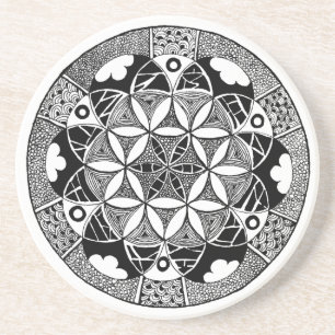 Blume der Leben-Untersetzerweißgrenze Sandstein Untersetzer