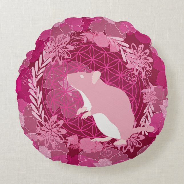 Blume der Lebensmaus Rundes Kissen (Vorderseite)
