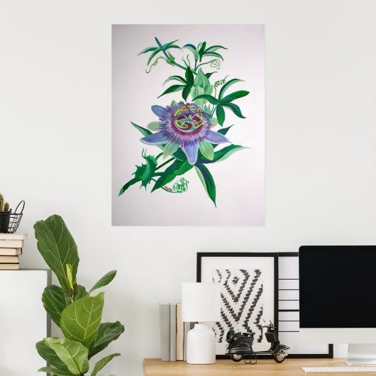 Blume der Leidenschaft Botanische Kunst Poster (Heimbüro)