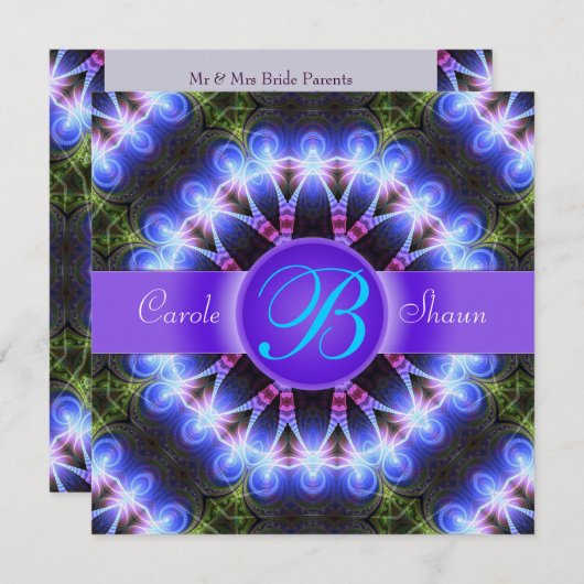 Blume der Liebe Fraktal Hochzeit Einladung (Vorne/Hinten)