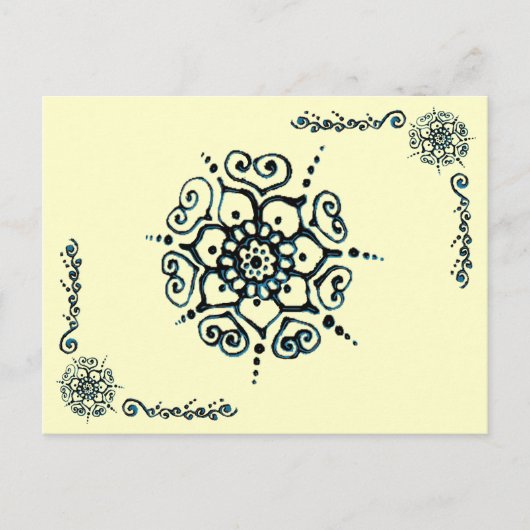 Blume der Liebe (Henna) (blau) Postkarte (Vorderseite)
