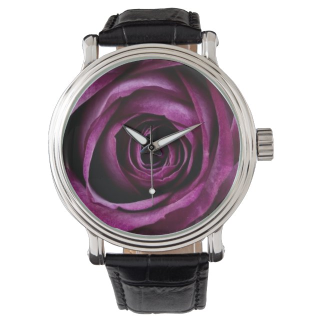 Blume der lila Rose Armbanduhr (Vorderseite)