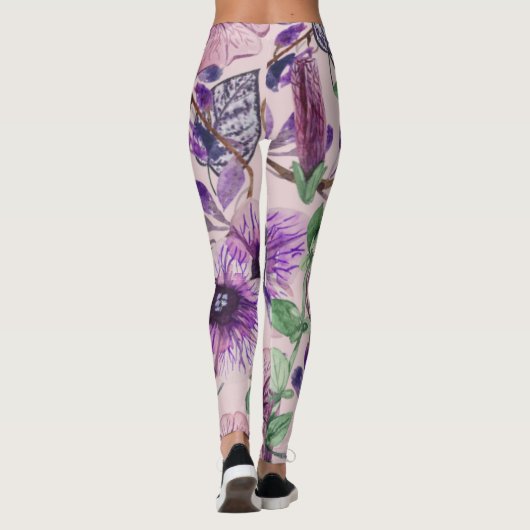 Blume der lila Rose Leggings (Rückseite)