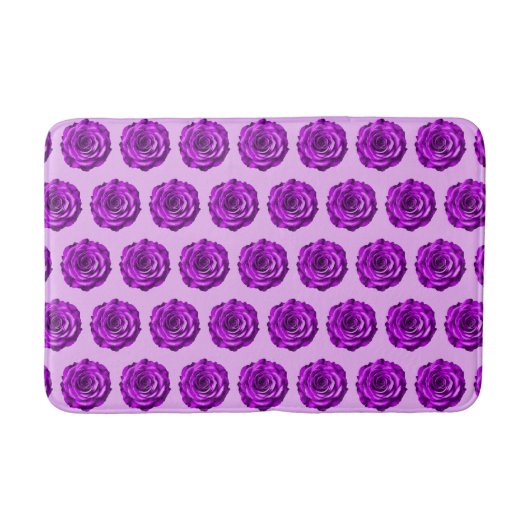 Blume der lila Rose Nahtloses Muster auf Bath Mat Badematte (Vorderseite)