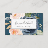 Blume der Marine | Blue Business Card Visitenkarte (Vorderseite)