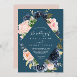Blume der Marine | Blue Diamond Wedding Einladung