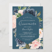 Blume der Marine | Blue Quinceañera Einladung (Vorderseite)