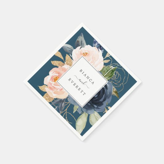 Blume der Marine | Blue Wedding Serviette (Ecke)