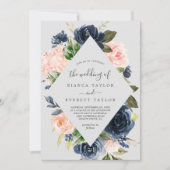 Blume der Marine | Graue auf einer Hochzeit Einladung (Vorderseite)