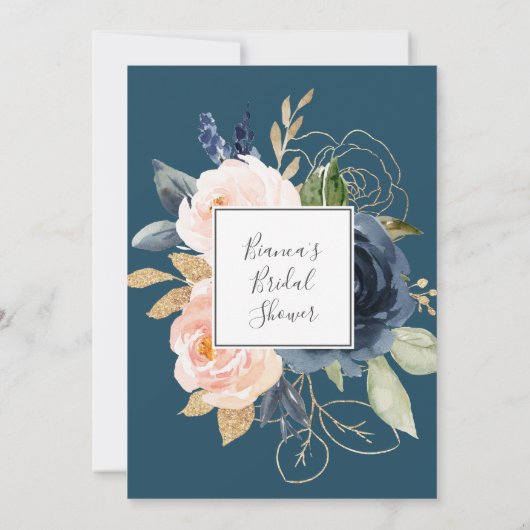 Blume der Marine | Hellgraues Brautparty Einladung (Rückseite)