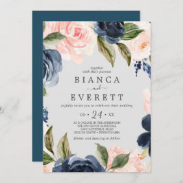 Blume der Marine | Light Gray Lässig Wedding Einladung