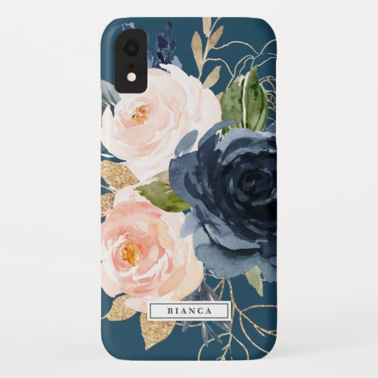 Blume der Marine | Personalisierter Name Case-Mate iPhone Hülle (Rückseite)