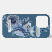 Blume der Marine | Personalisierter Name iPhone Hülle (Rückseite (Horizontal))