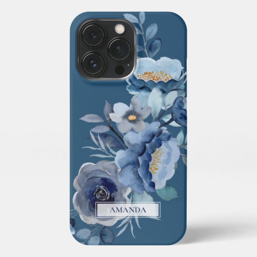 Blume der Marine | Personalisierter Name iPhone Hülle (Rückseite)