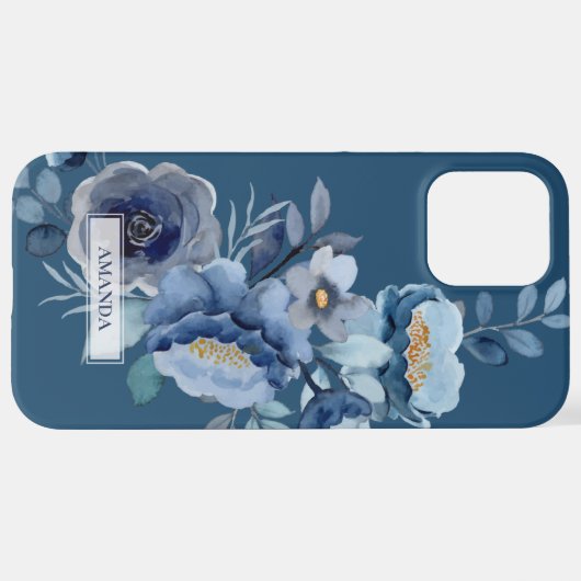 Blume der Marine | Personalisierter Name iPhone Hülle (Hinten horizontal)