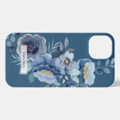 Blume der Marine | Personalisierter Name iPhone Hülle (Rückseite (Horizontal))