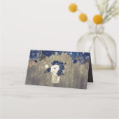 Blume der Marine Rustic Wood Mason Jar Wedding Platzkarte (Rückseite)