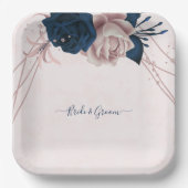 Blume der Marine und staubige Rose rosa Pappteller (Vorderseite)