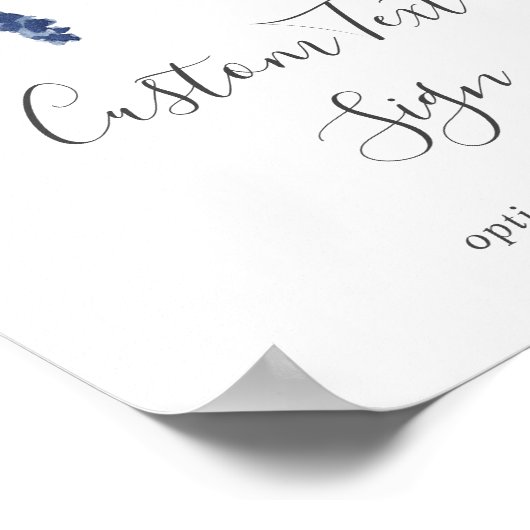 Blume der Marine | Weißes benutzerdefiniertes Text Poster (Ecke)