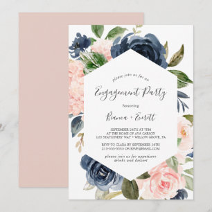 Blume der Marine   White Engagement Party Einladung