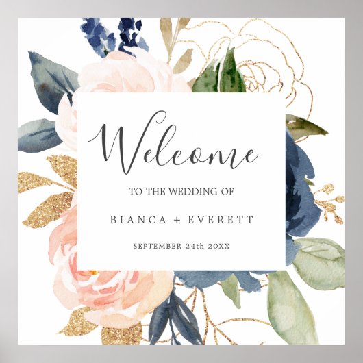 Blume der Marine | White Welcome Wedding Poster (Vorne)