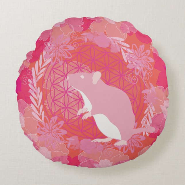 Blume der Maus Rundes Kissen (Vorderseite)