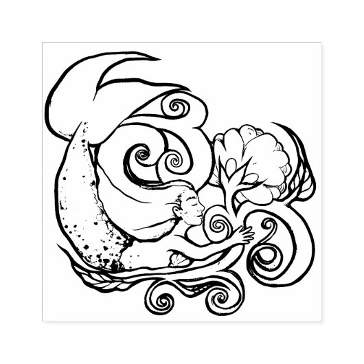 Blume der Meerjungfrau Gummistempel (Prägung)