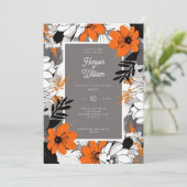 Blume der monochromen Linie Einladung (Stehend Vorderseite)