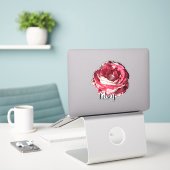 Blume der Monogramm-Rote Rose Niedliche Art Pflanz Aufkleber (Laptop auf Schreibtisch)