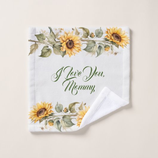 Blume der Mutter Sonnenblumen Wasserfarbe Badhandtuch Set (Waschlappen)