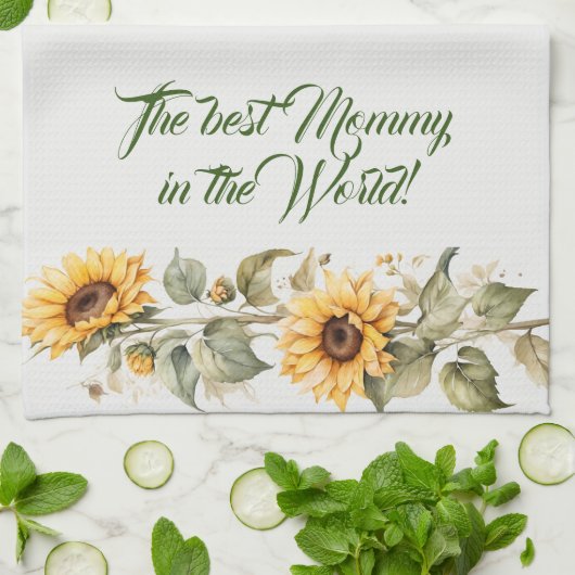 Blume der Mutter Sonnenblumen Wasserfarbe Geschirrtuch (Gefaltet)