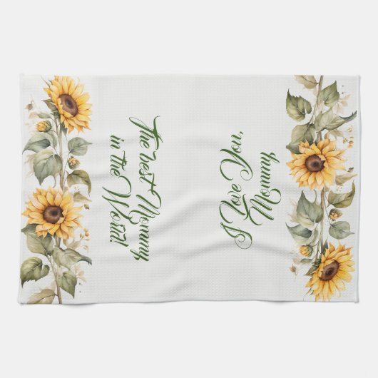 Blume der Mutter Sonnenblumen Wasserfarbe Geschirrtuch (Horizontal)