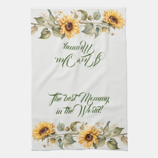 Blume der Mutter Sonnenblumen Wasserfarbe Geschirrtuch (Vertikal)