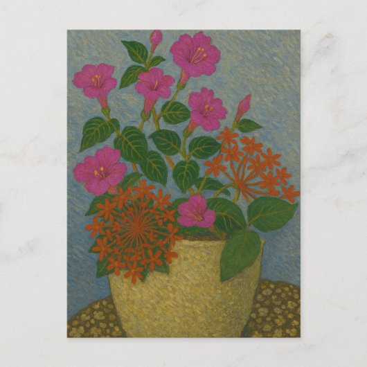 Blume der Nadel und Blume um vier Uhr Postkarte (Vorderseite)