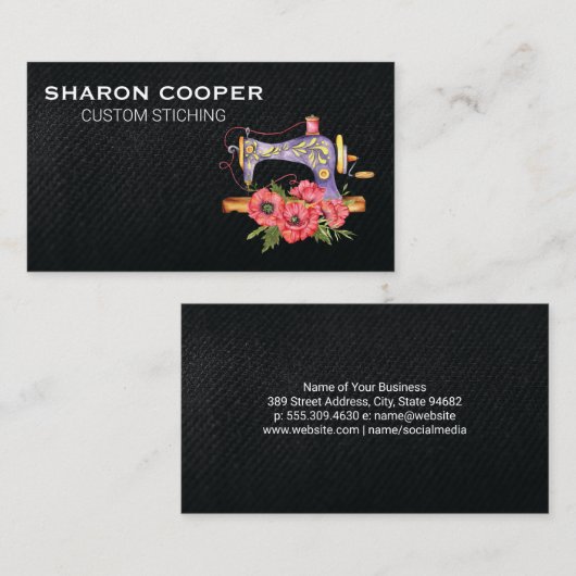 Blume der Nähmaschine | Seamstress Visitenkarte (Vorne/Hinten)