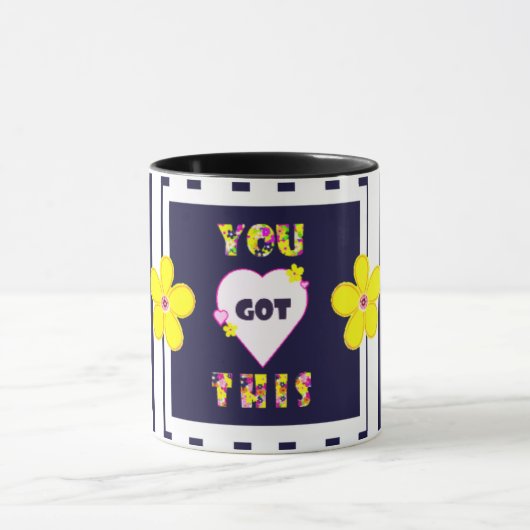 Blume der Navy Strip Bright Yellow Art Tasse (Zentrum)