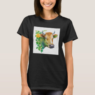 Blume der niedlichen Kuh Illustration T-Shirt