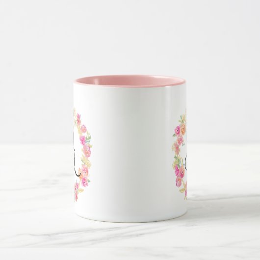 Blume der niedlichen rosa Monogramm (A) Tasse (Zentrum)