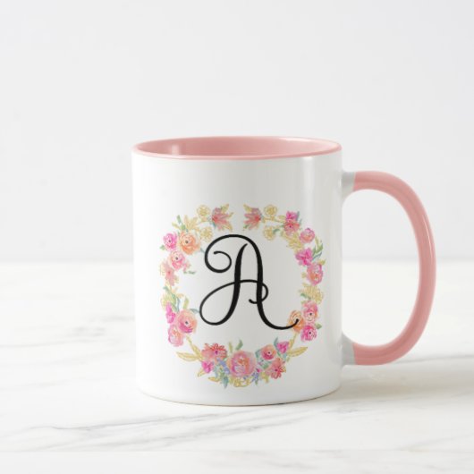 Blume der niedlichen rosa Monogramm (A) Tasse (Rechts)