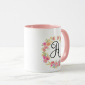 Blume der niedlichen rosa Monogramm (A) Tasse (VorderseiteRechts)