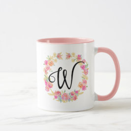 Blume der niedlichen rosa Monogramm (W) Tasse
