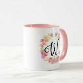 Blume der niedlichen rosa Monogramm (W) Tasse (VorderseiteRechts)