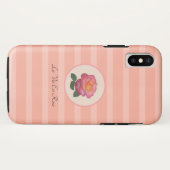 Blume der niedlichen Rose auf Korallenrosa Streife Case-Mate iPhone Hülle (Rückseite (Horizontal))
