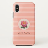 Blume der niedlichen Rose auf Korallenrosa Streife Case-Mate iPhone Hülle (Rückseite)
